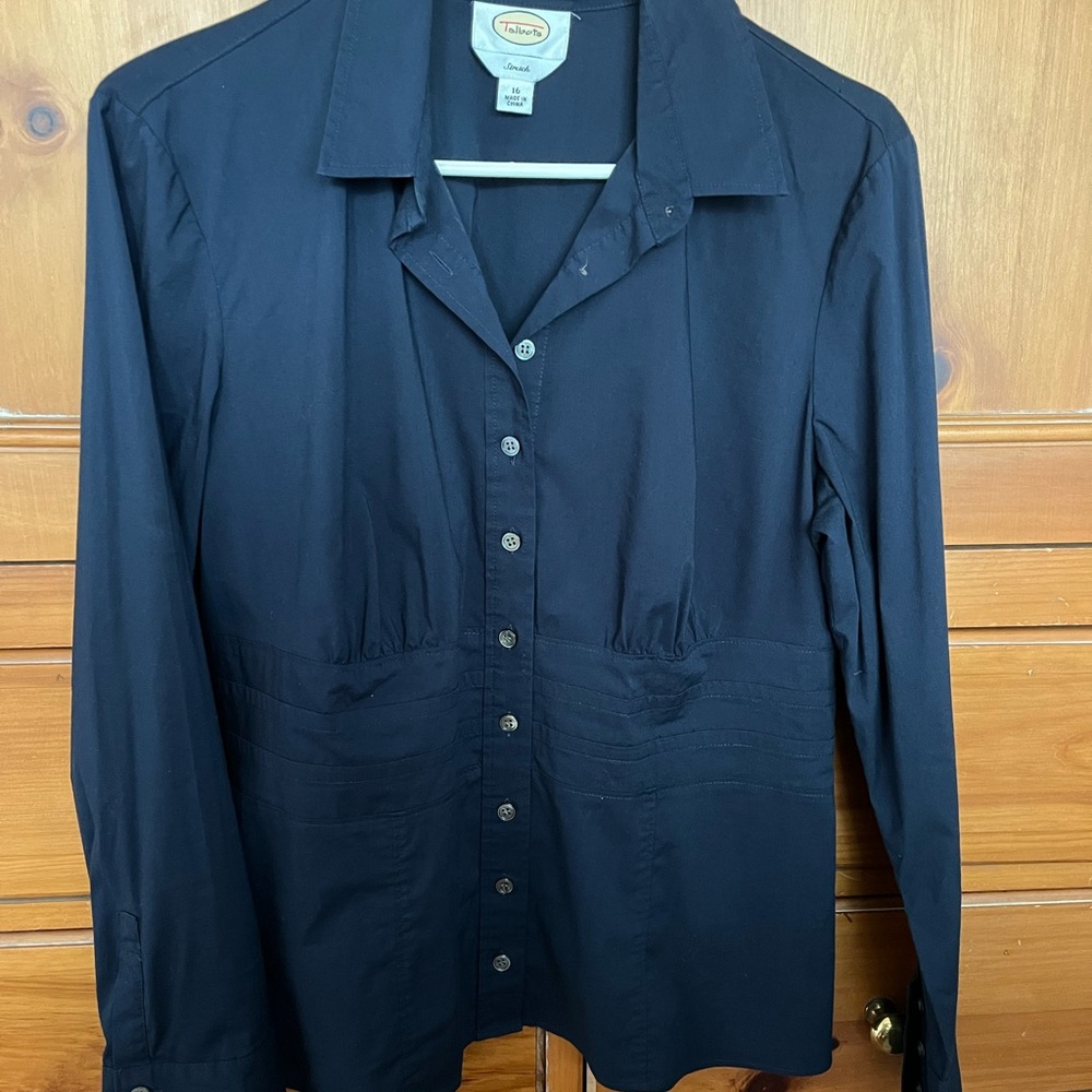 A Talbots Navy Button-Up Shirt